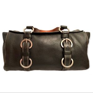 COACH CHELSEA BLACK SATCHEL 10134 PEBBLE LEATHER TOP HANDLE HANDBAG TURNLOCK